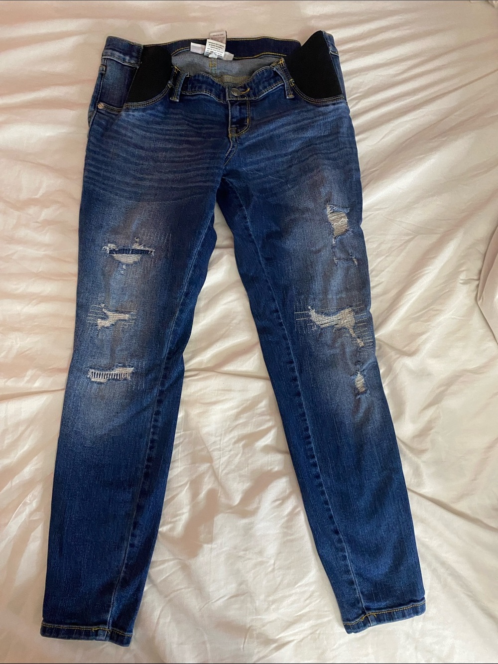 Liz Lange Dark Blue Distressed Skinny Maternity Jeans-152
